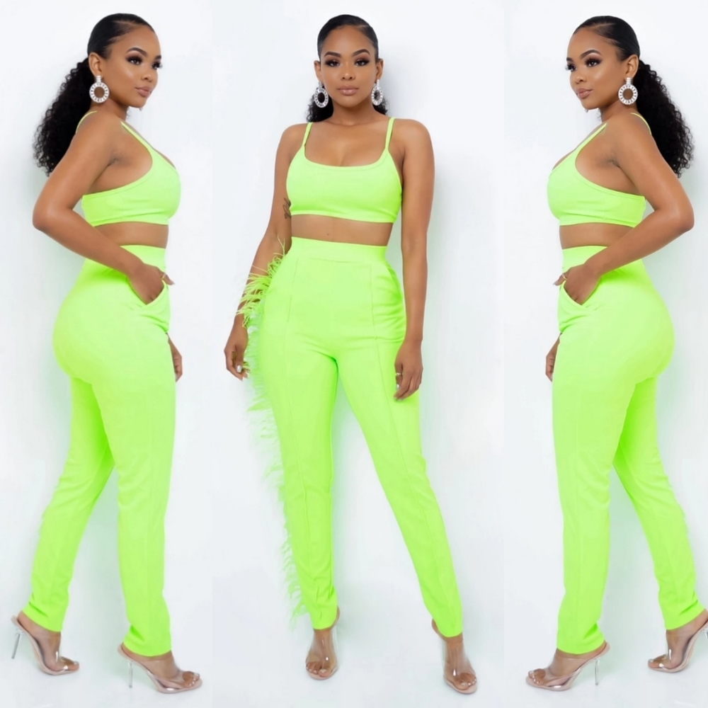 Neon green pants set